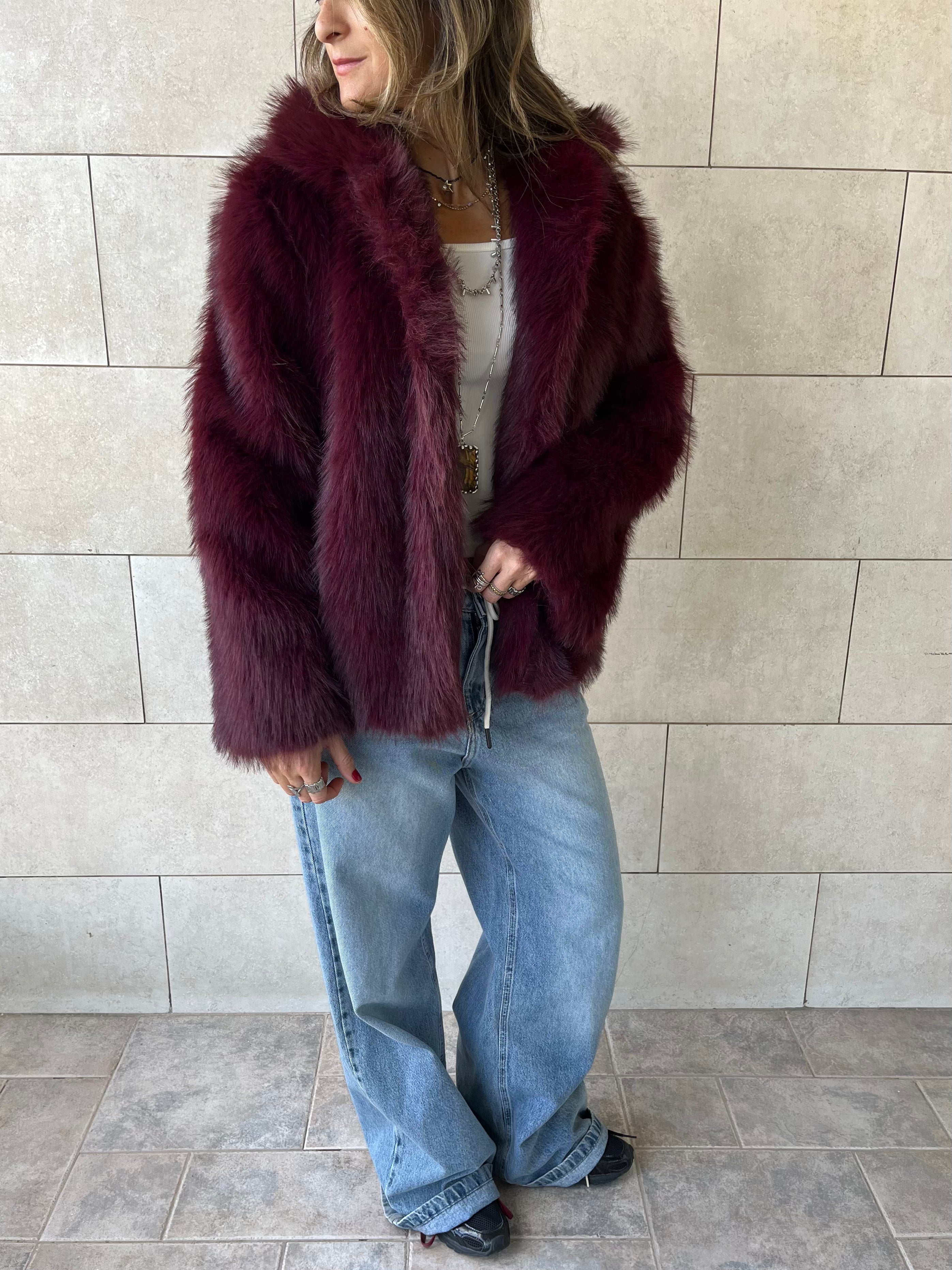 Burgundy Fur Jacket