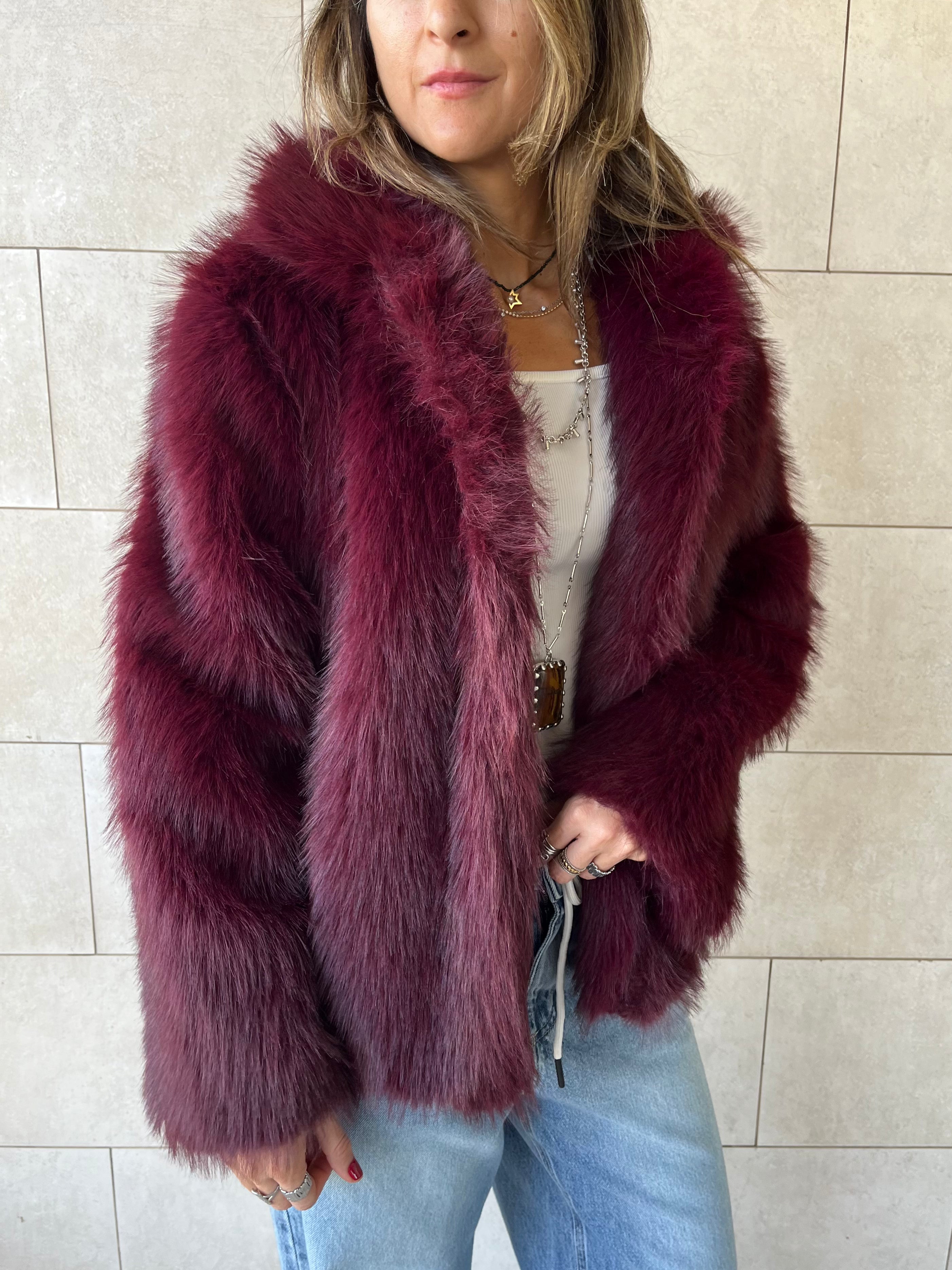 Burgundy Fur Jacket