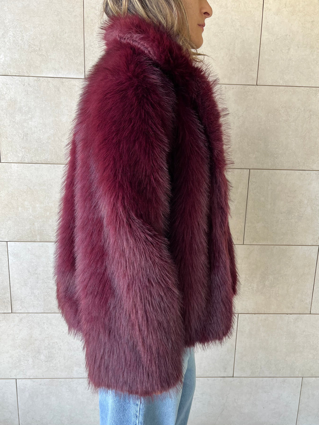 Burgundy Fur Jacket
