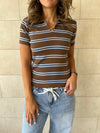 Brown Striped Signature Knit Polo