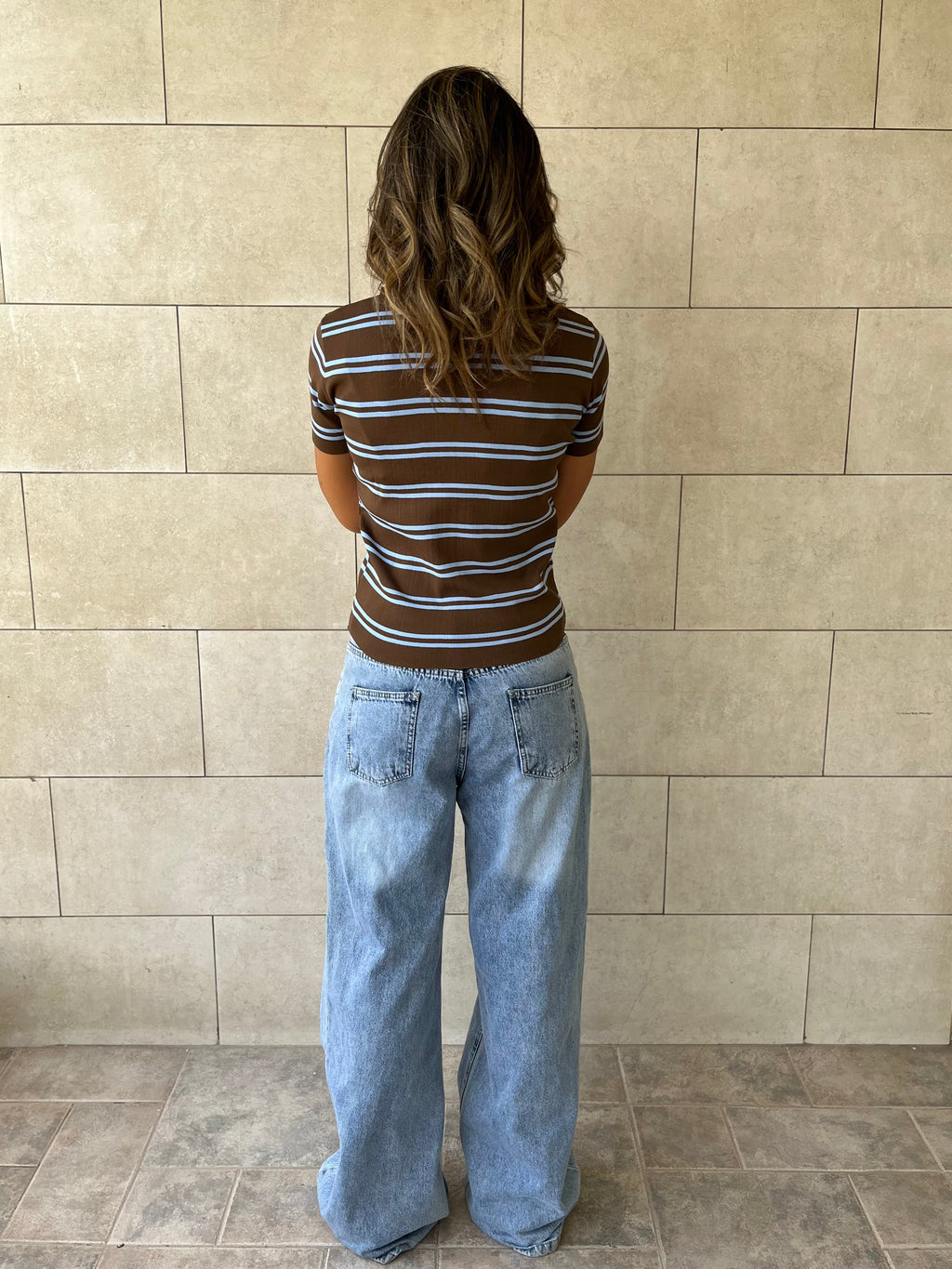 Brown Striped Signature Knit Polo