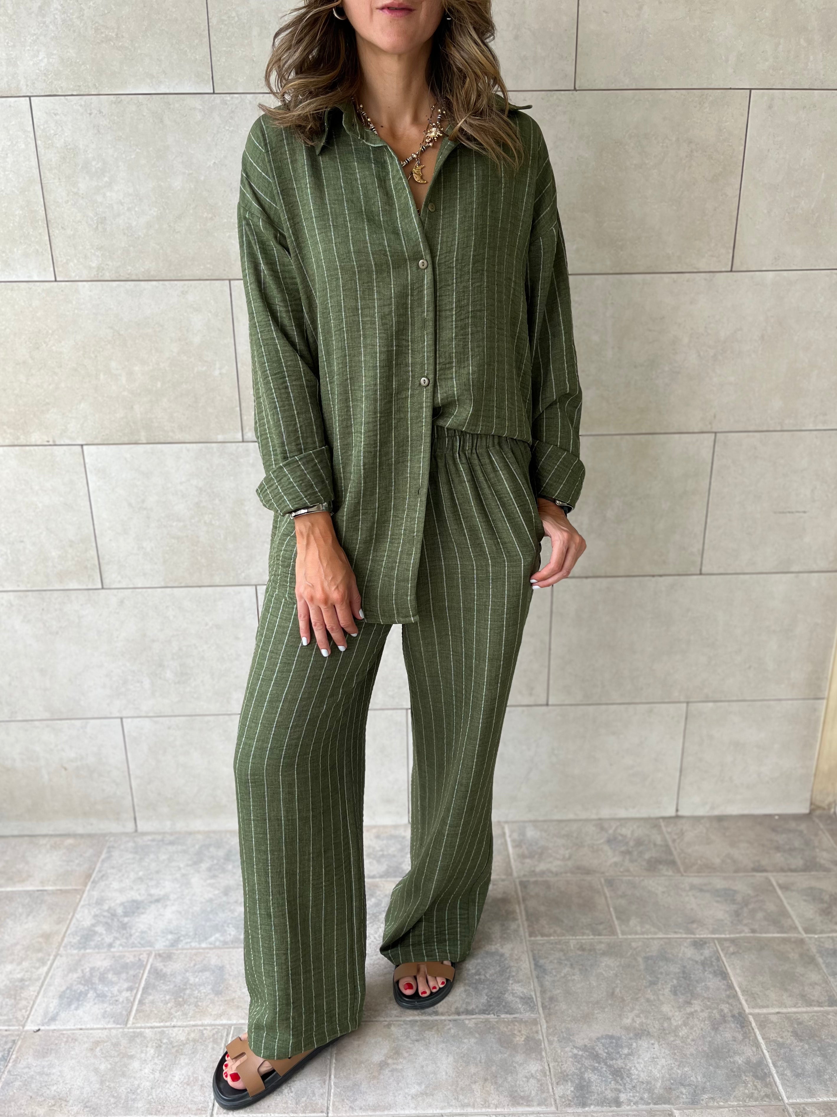 Olive Striped Everyday Set