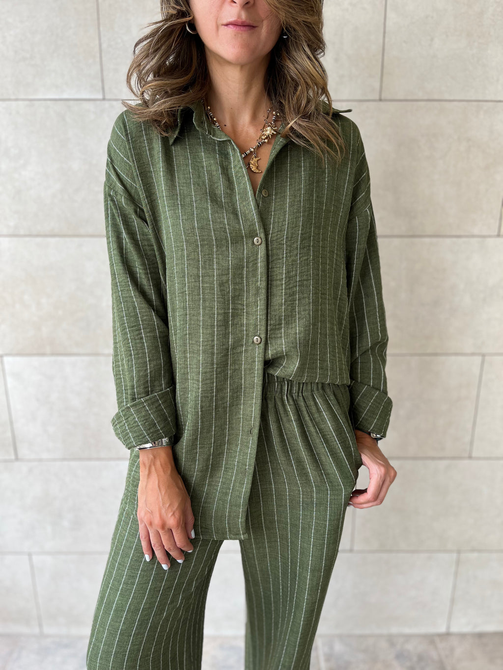 Olive Striped Everyday Set