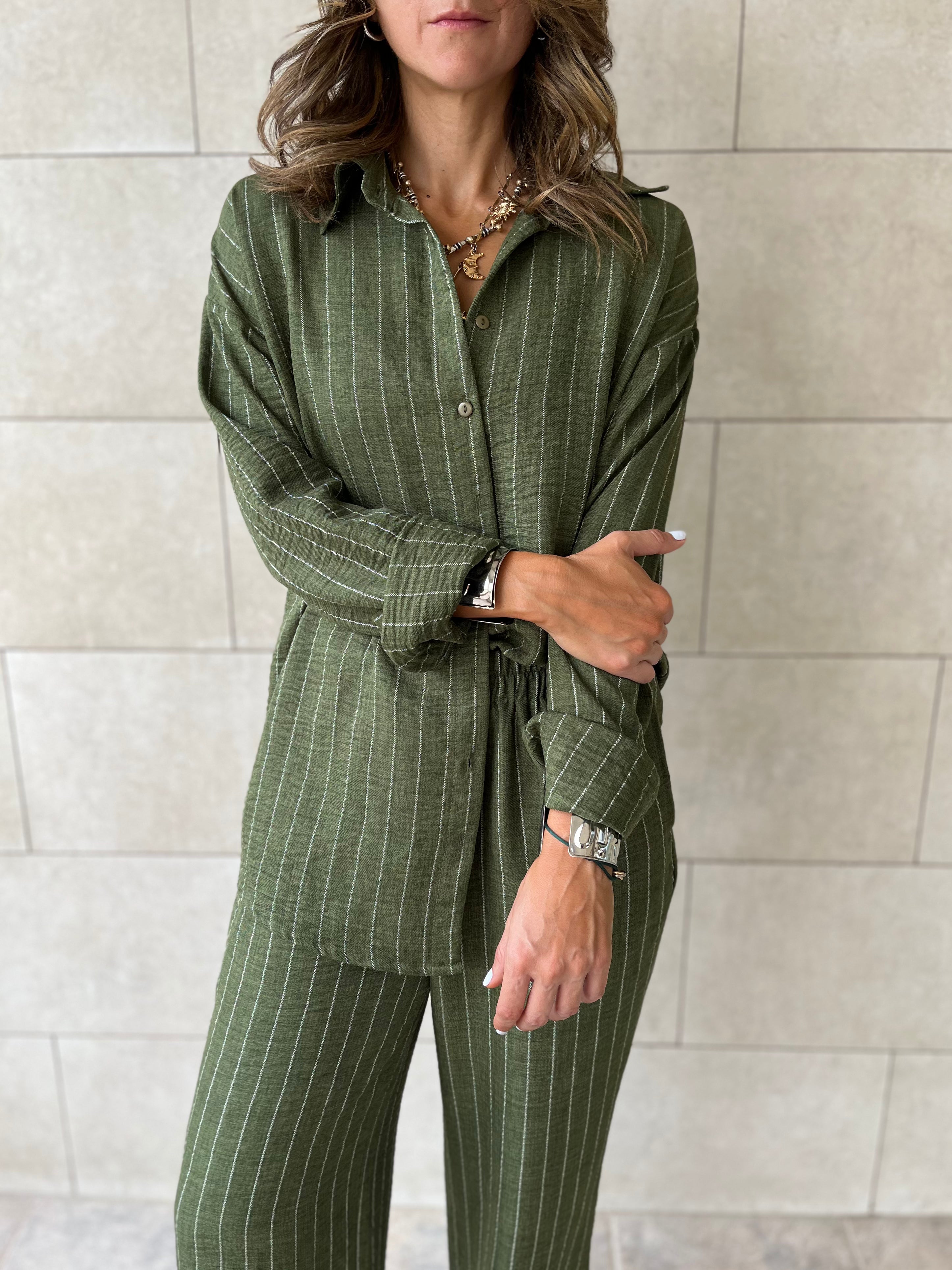 Olive Striped Everyday Set