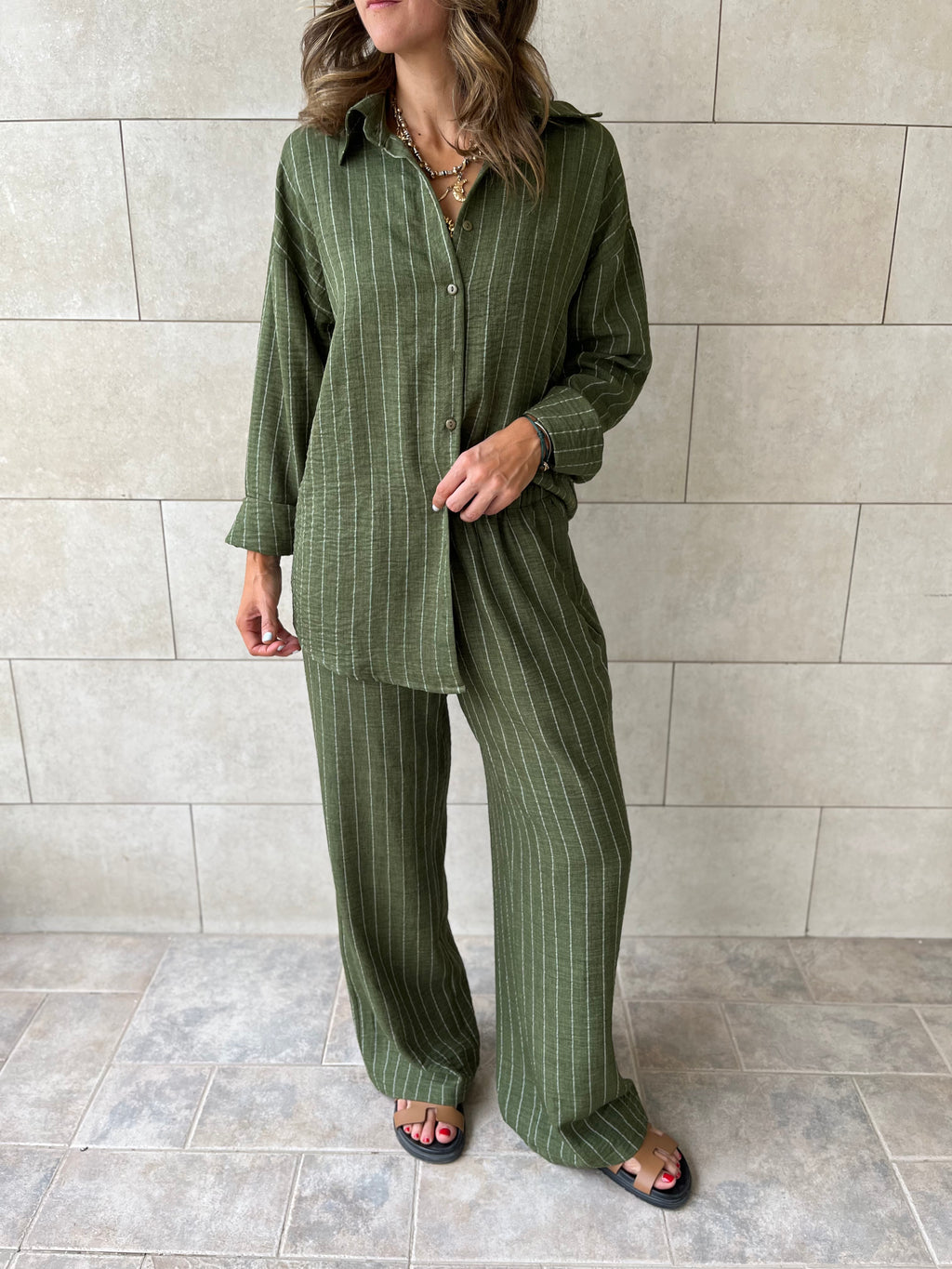 Olive Striped Everyday Set