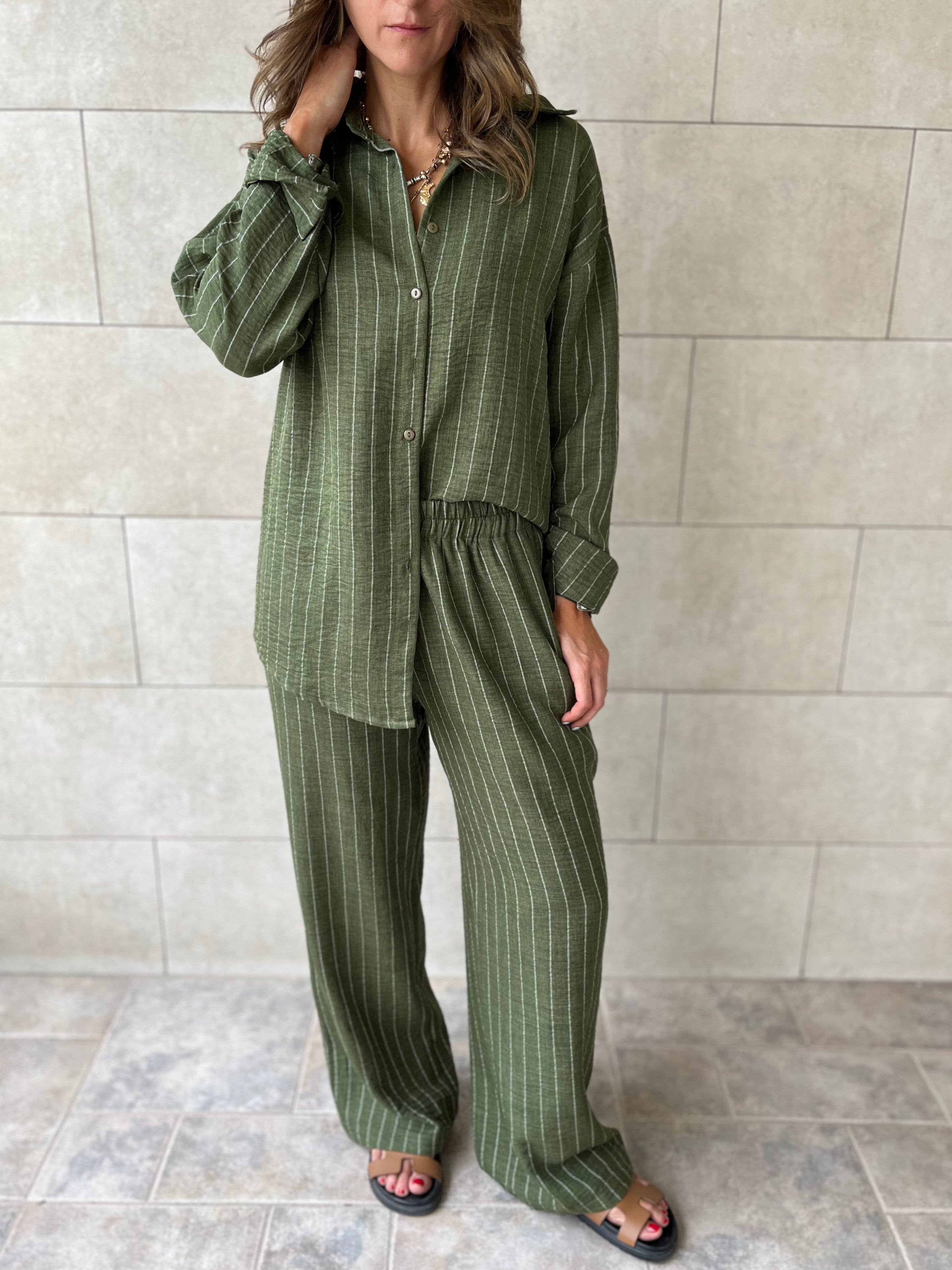 Olive Striped Everyday Set