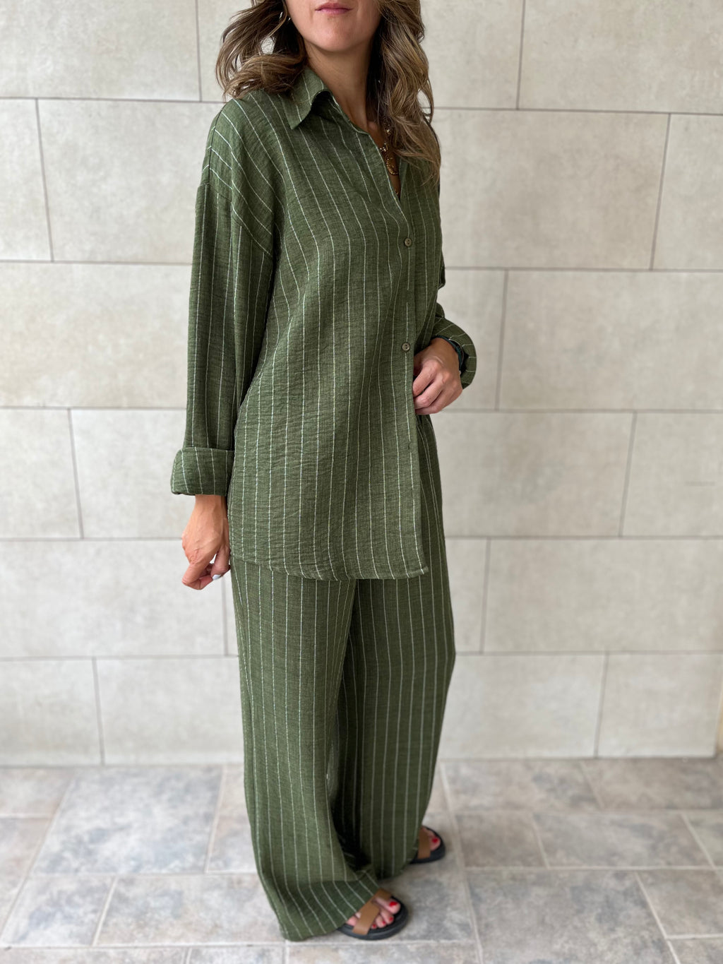 Olive Striped Everyday Set