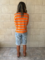 Orange Striped Everyday Light Knit Cardigan
