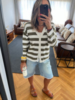 Olive Striped Everyday Light Knit Cardigan
