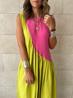 Fuchsia & Lime Double Life Linen Dress