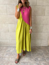 Fuchsia & Lime Double Life Linen Dress