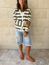Olive Striped Everyday Light Knit Cardigan