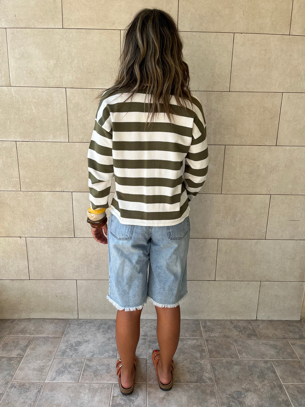 Olive Striped Everyday Light Knit Cardigan