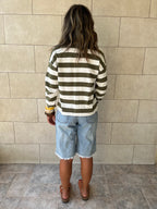 Olive Striped Everyday Light Knit Cardigan