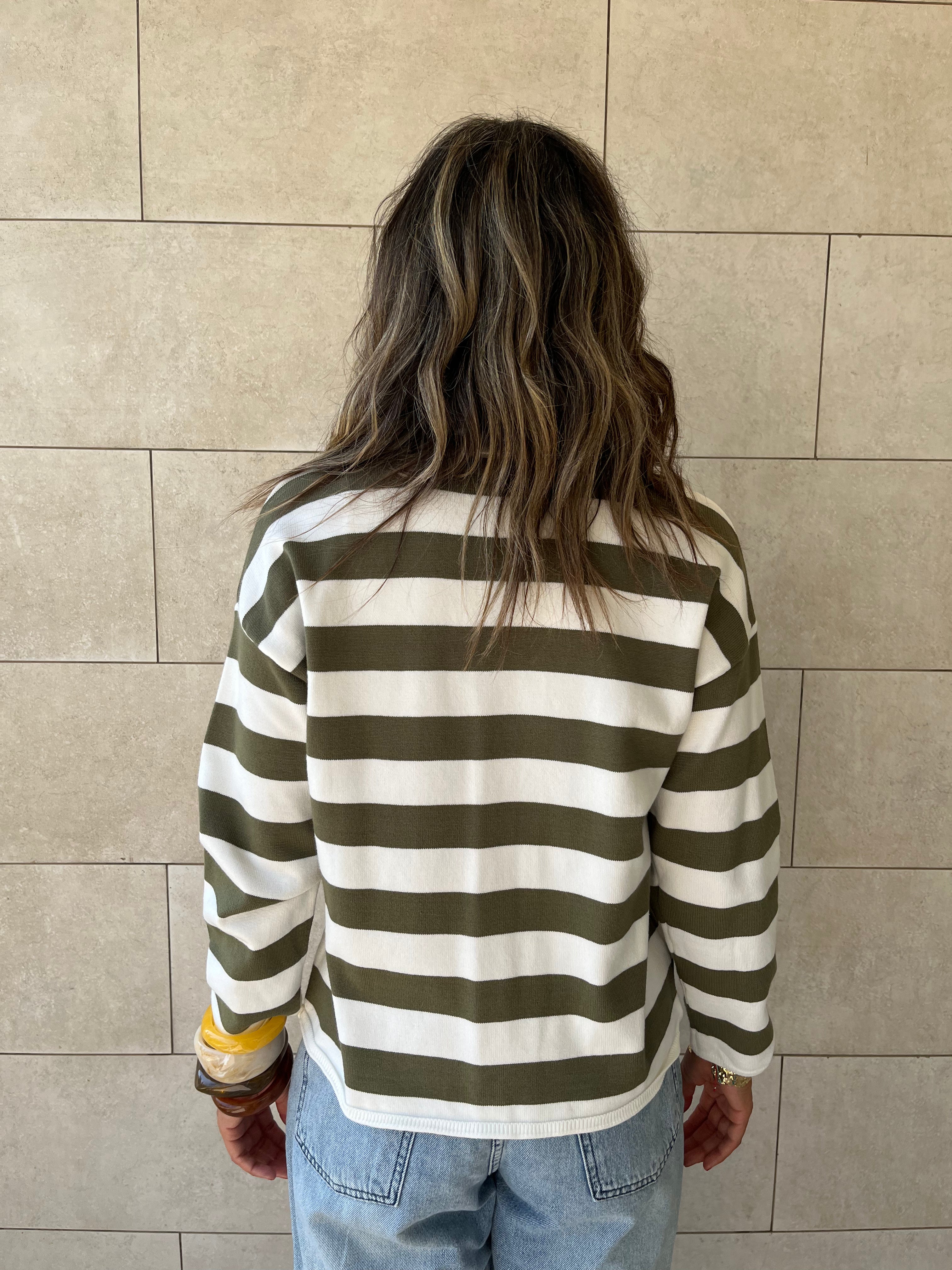 Olive Striped Everyday Light Knit Cardigan