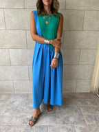 Green & Blue Double Life Linen Dress