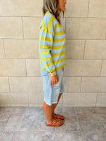 Lime Striped Everyday Light Knit Cardigan