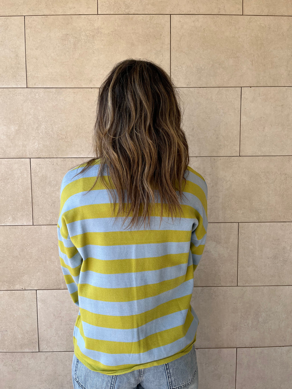 Lime Striped Everyday Light Knit Cardigan