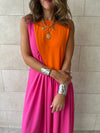 Orange & Fuchsia Double Life Linen Dress