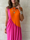 Orange & Fuchsia Double Life Linen Dress