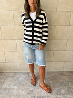 Black Striped Everyday Light Knit Cardigan