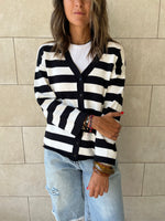 Black Striped Everyday Light Knit Cardigan