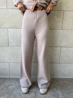 Beige Middle Line Button Knit Set