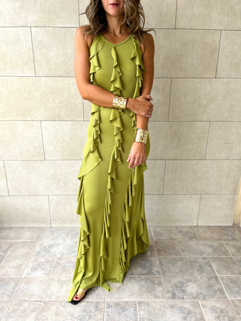 PREORDER Lime Ruffle Dress