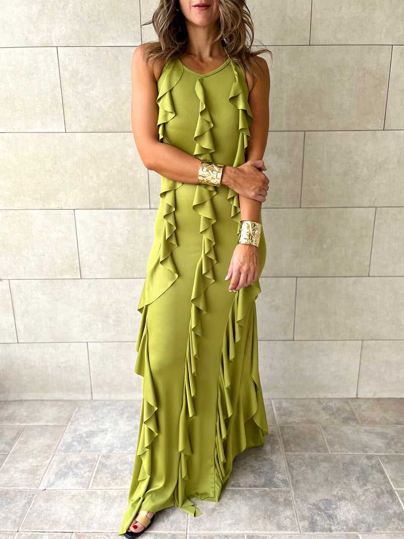 PREORDER Lime Ruffle Dress