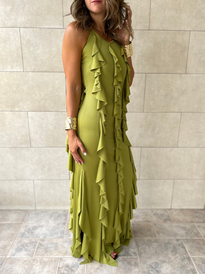 PREORDER Lime Ruffle Dress