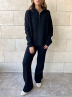 Black Braided Quarter Neck Set
