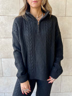 Black Braided Quarter Neck Set