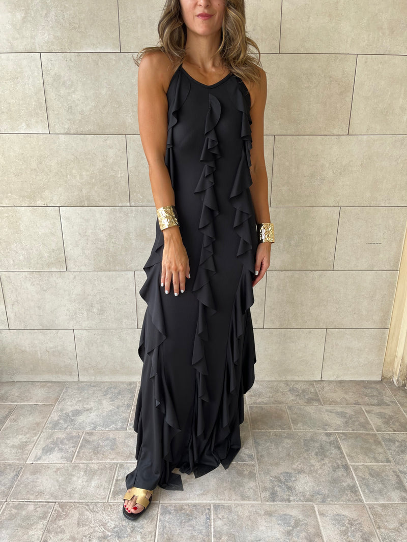 PREORDER Black Ruffle Dress