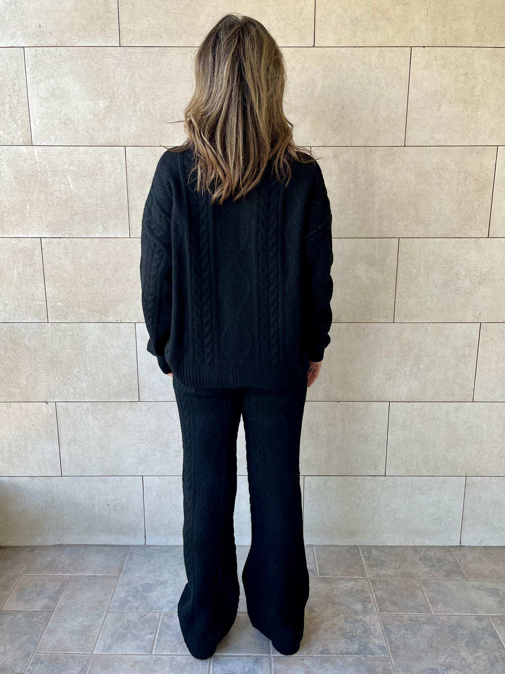 Black Braided Quarter Neck Set