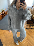 Grey Braided Quarter Neck Set