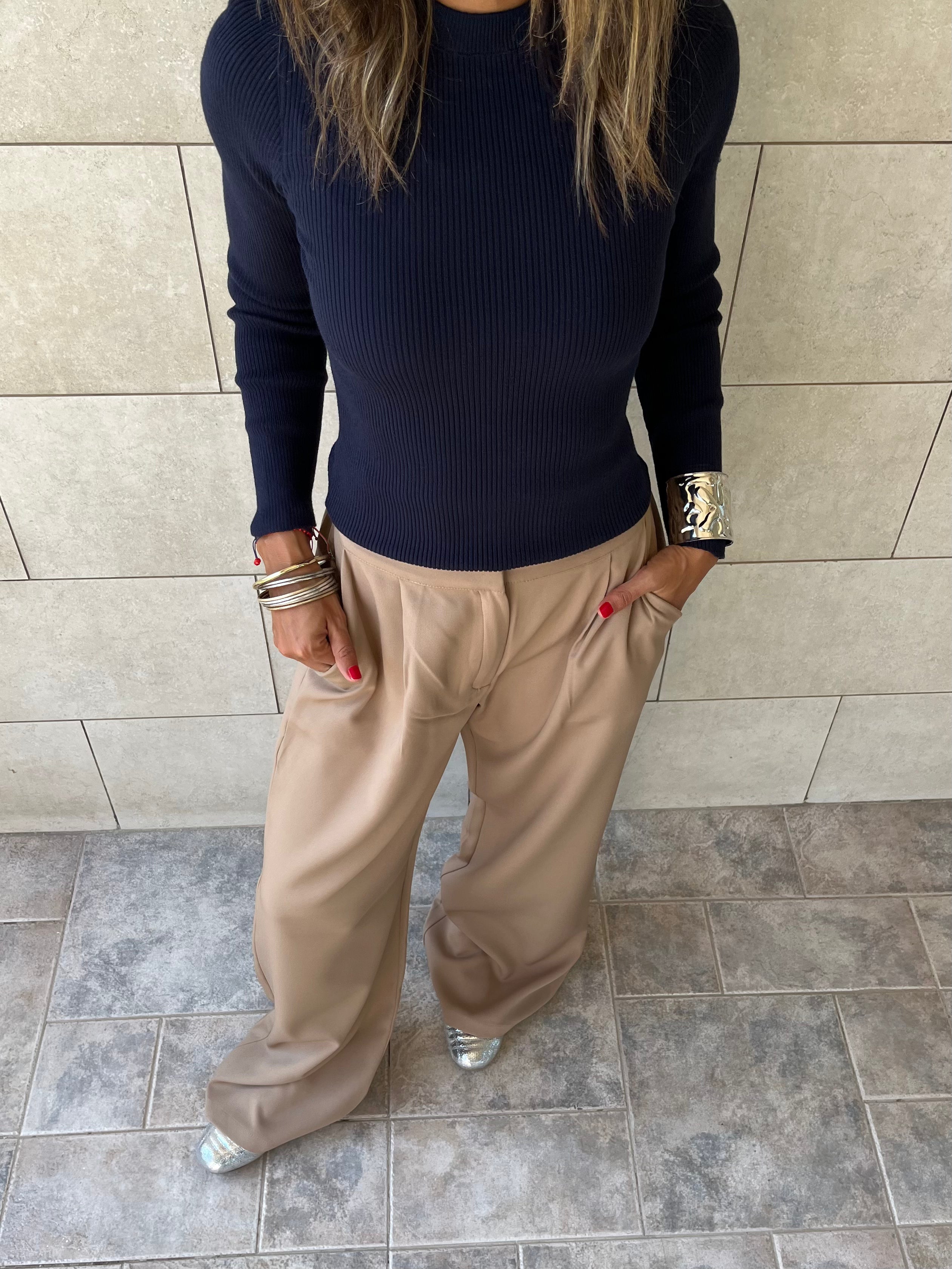 Navy Crewneck Contour Elevated Pullover