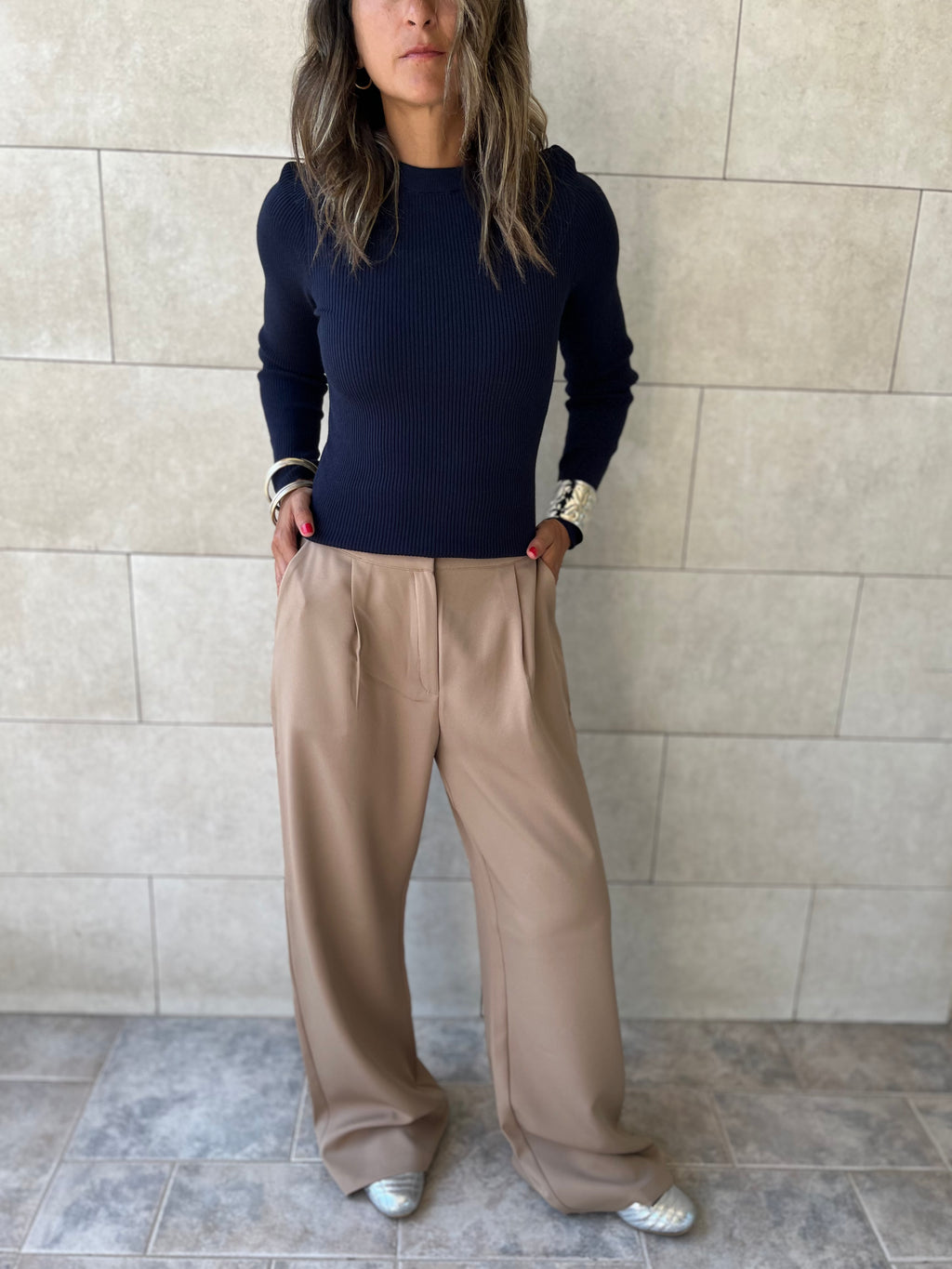 Navy Crewneck Contour Elevated Pullover