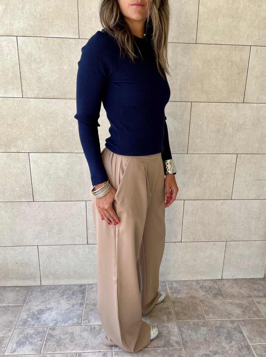 Navy Crewneck Contour Elevated Pullover