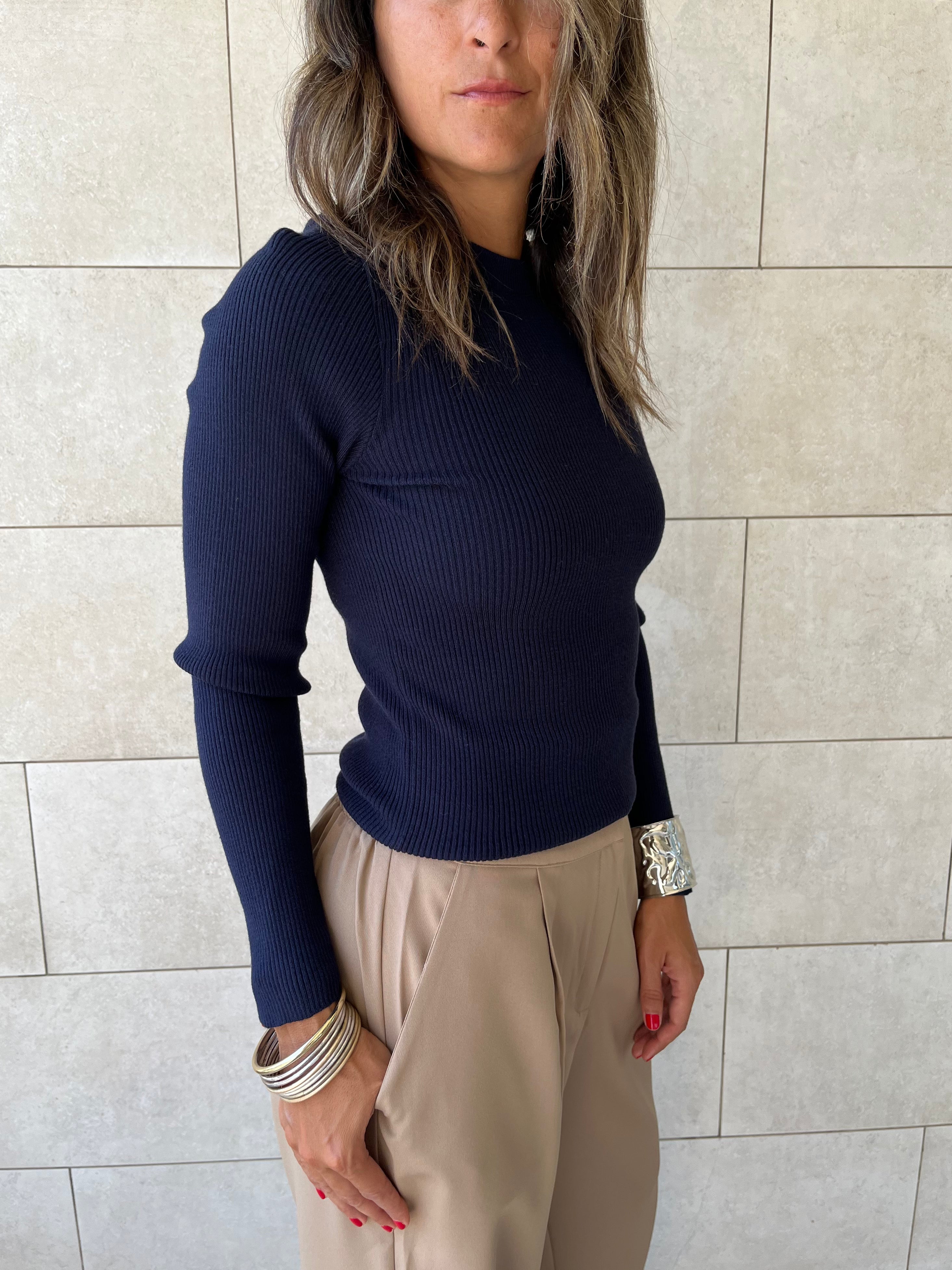 Navy Crewneck Contour Elevated Pullover