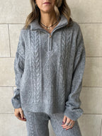 Grey Braided Quarter Neck Set