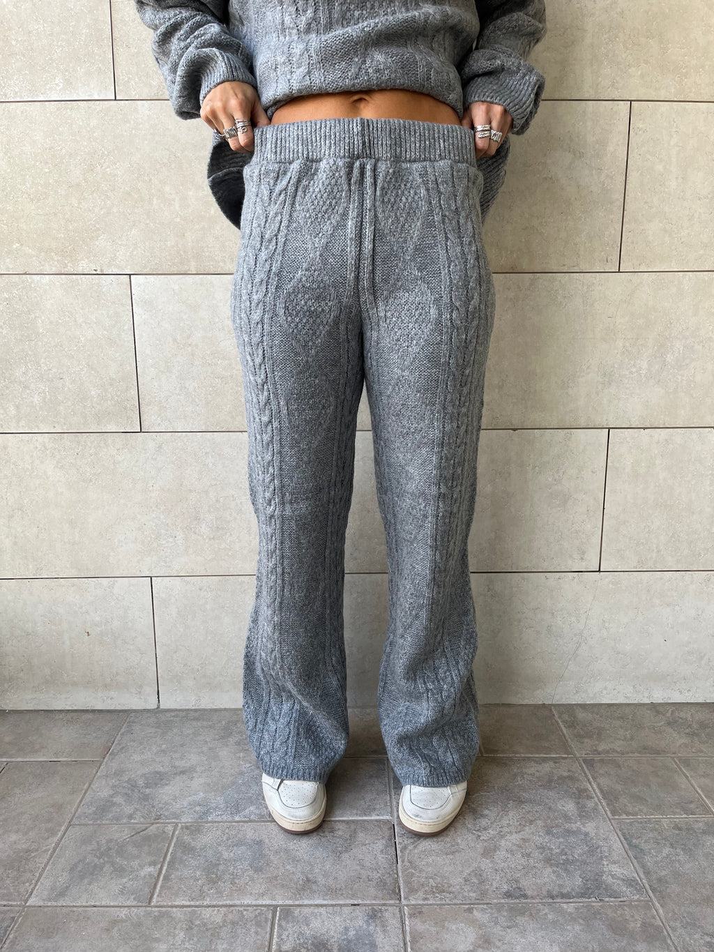 Grey Braided Quarter Neck Set