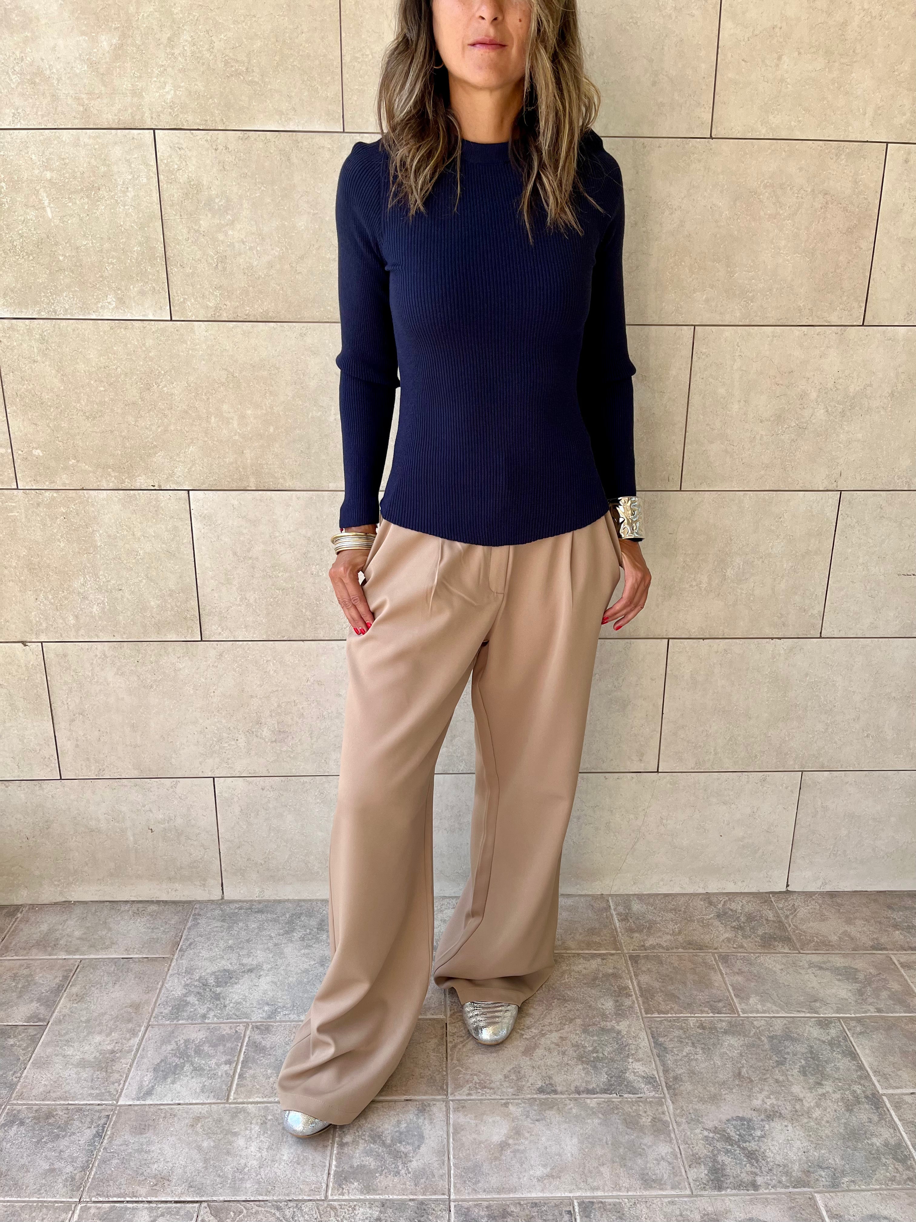 Navy Crewneck Contour Elevated Pullover