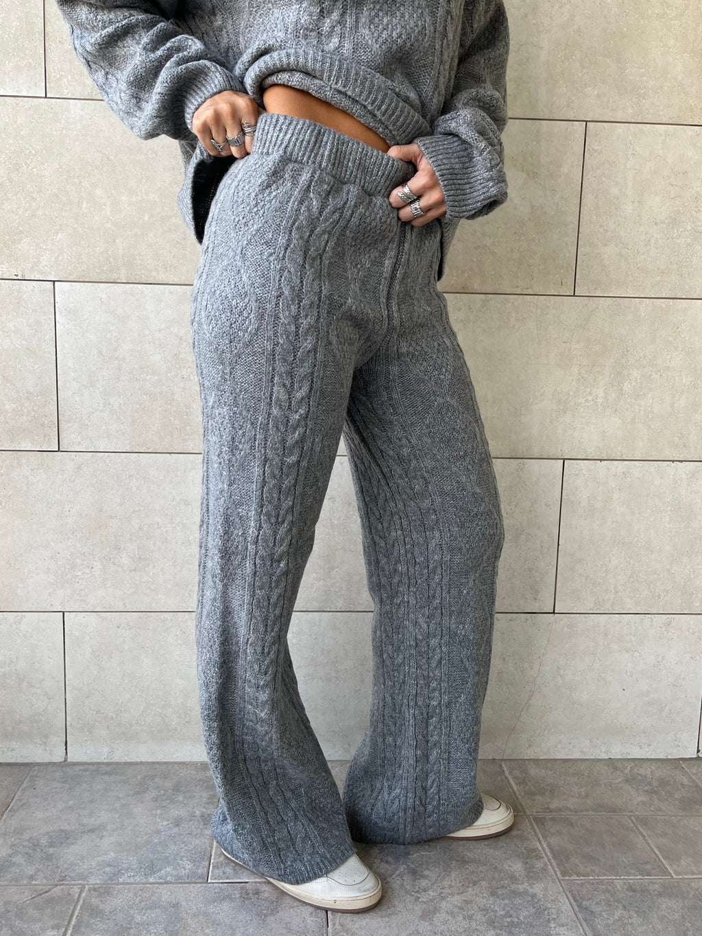 Grey Braided Quarter Neck Set