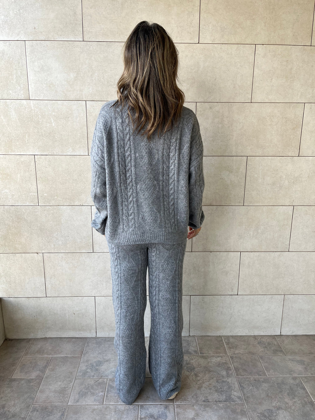 Grey Braided Quarter Neck Set