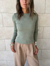 Pistachio Crewneck Contour Elevated Pullover