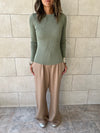 Pistachio Crewneck Contour Elevated Pullover