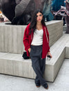 Burgundy Long Zip Up Hoodie