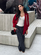Burgundy Long Zip Up Hoodie