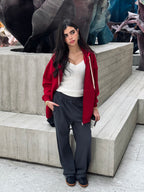 Burgundy Long Zip Up Hoodie