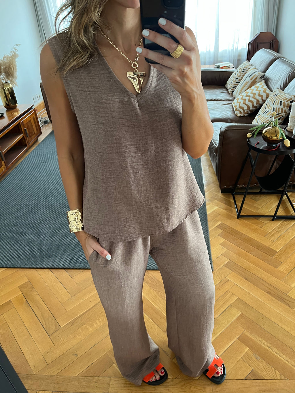 Cafe 2 Pieces Sleeveless Set